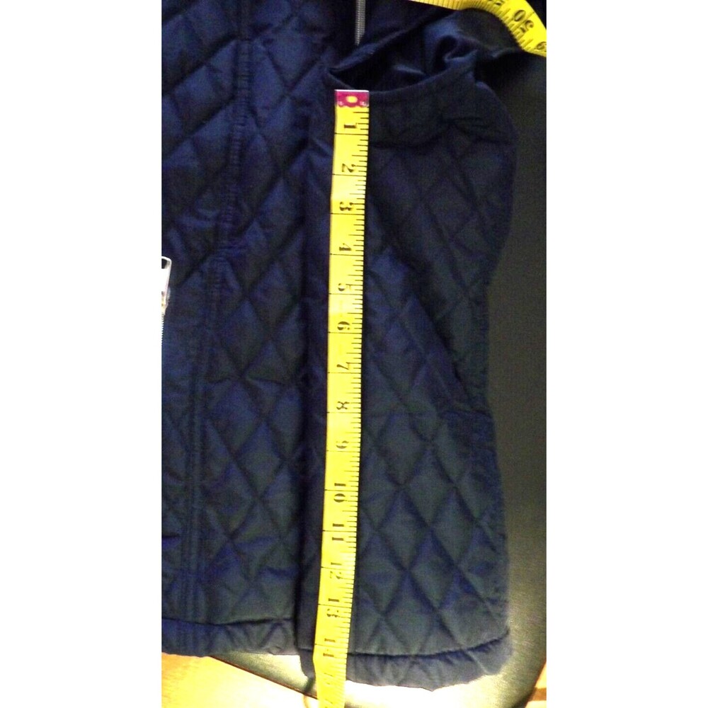 Black Rivet Navy Blue GIII Puffer Quilted Vest Faux Fur Trimmed Hood Sm Pockets - Picture 10 of 16